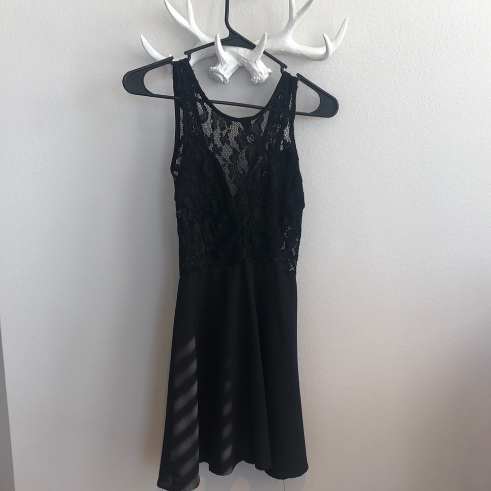 Black Lace Skater Dress